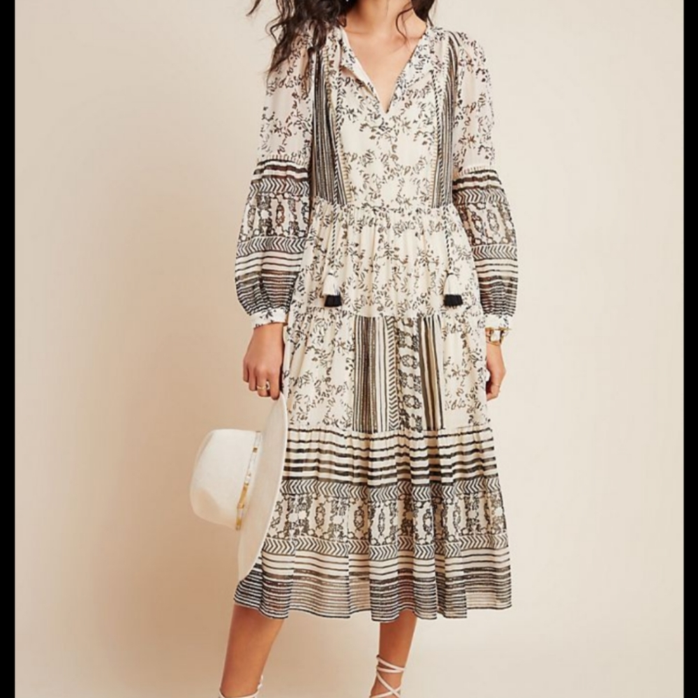 Anthropologie Talulah tiered dress midi